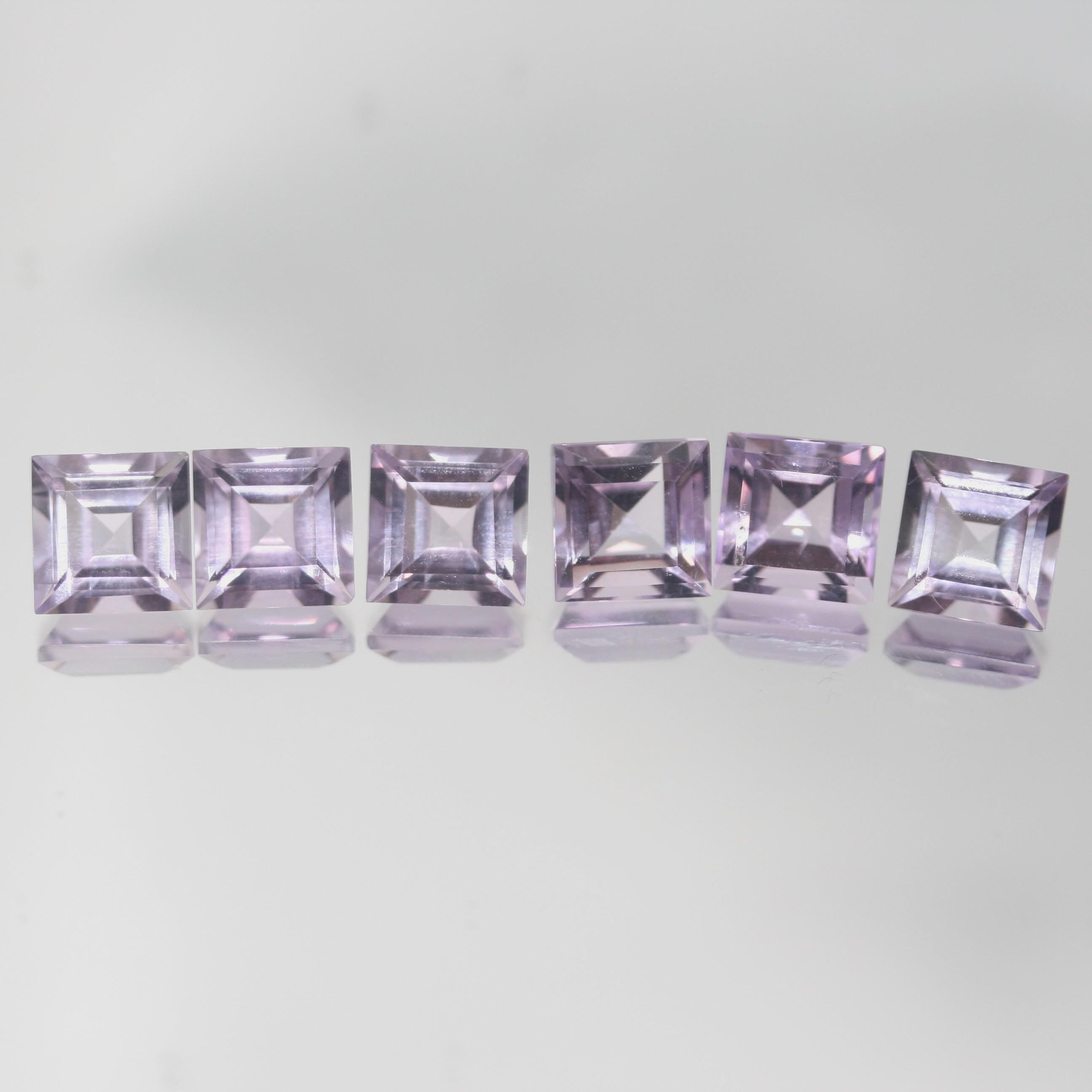 Lote de 6 amatistas facetadas cuadradas de 7 mm. (6 piezas) - Artículo: 666LO