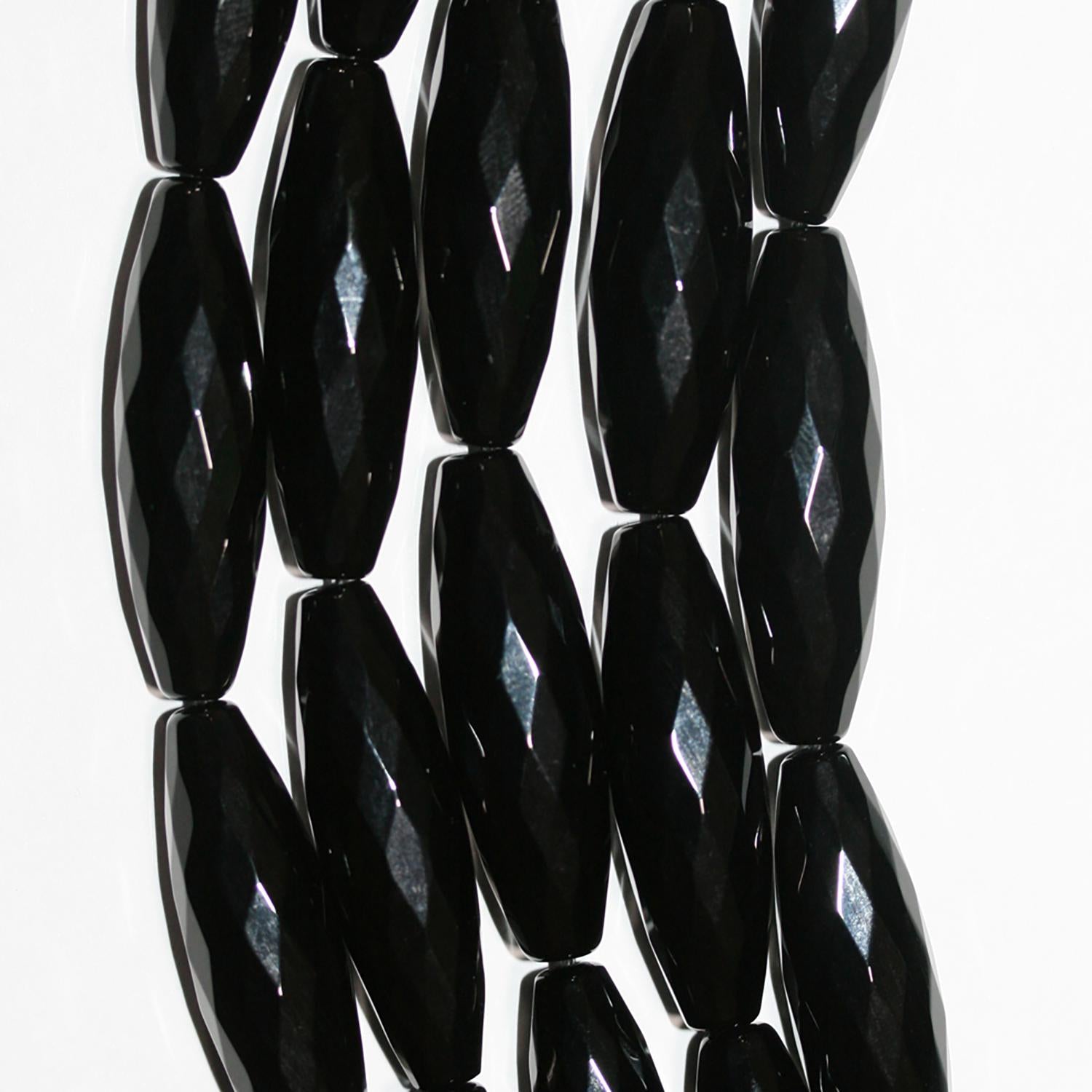 Perles cylindriques à facettes en onyx de 40 x 12 mm (16 pouces) - Fil de 40 cm