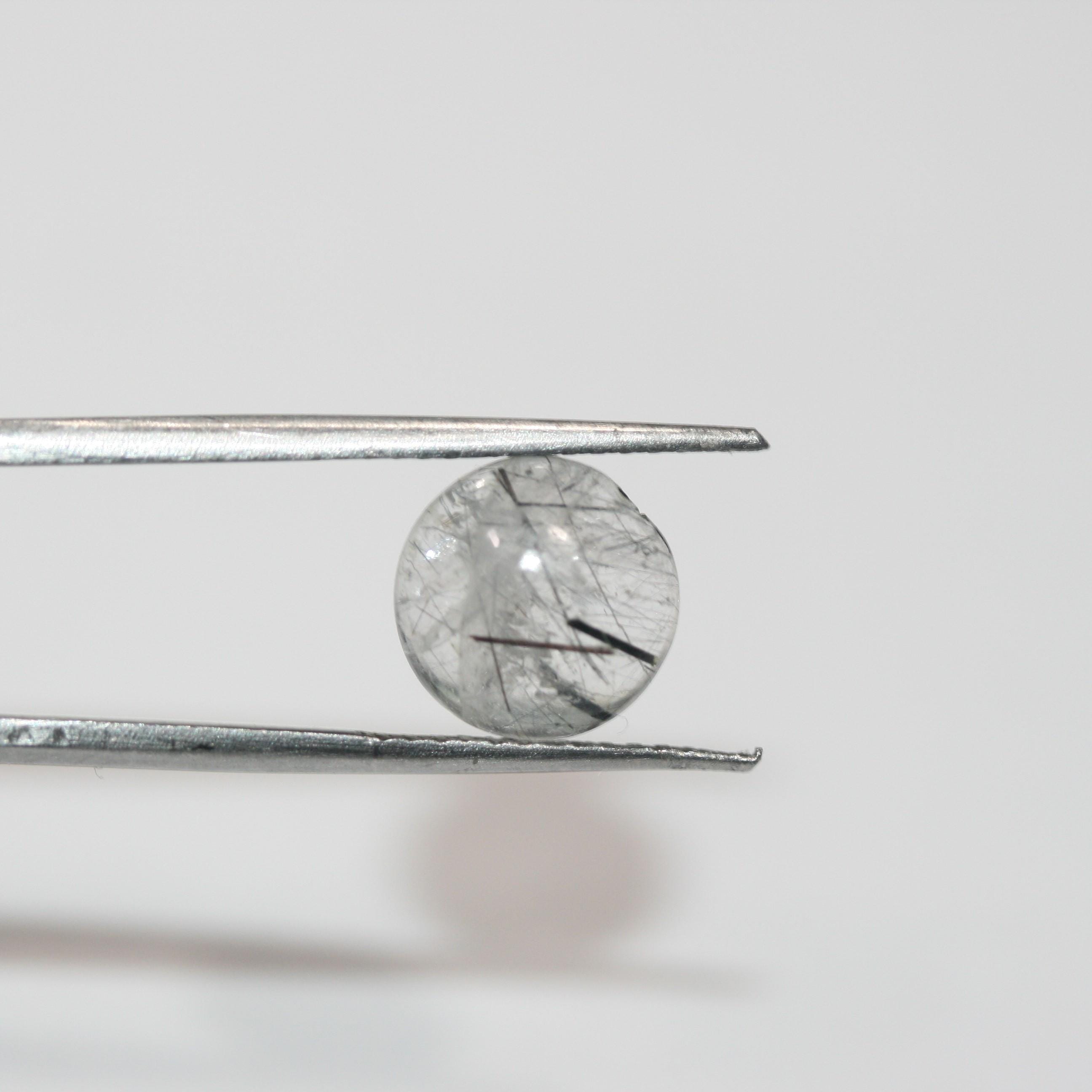 Lot de 8 cabochons ronds et lisses en quartz tourmaliné de 10 mm (8 pièces) - Réf. 1785CB