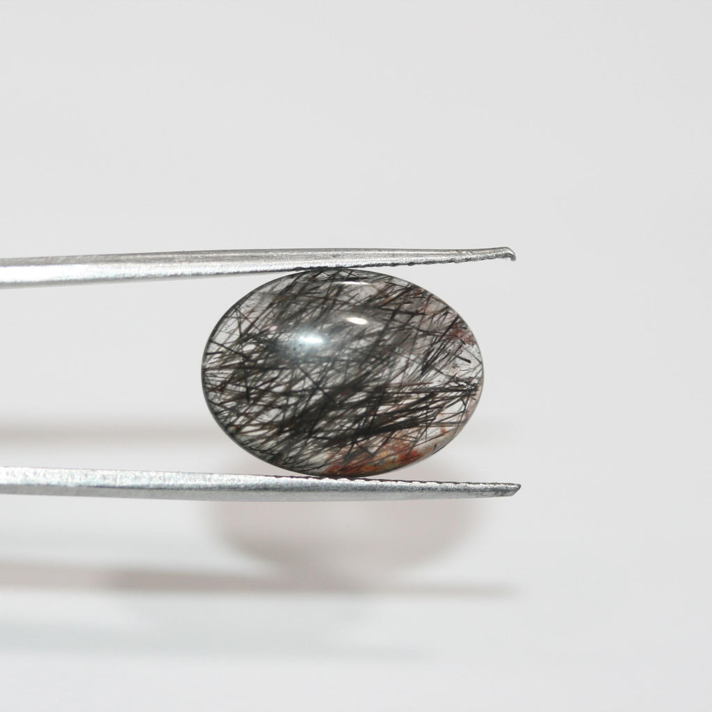 4 cabochons ovales lisses en quartz tourmaliné 18 x 13 mm (4 pièces) - Réf. 1786CB