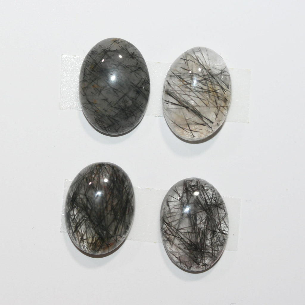 4 cabochons ovales lisses en quartz tourmaliné 16 x 12 mm (4 pièces) - Réf. 1790CB