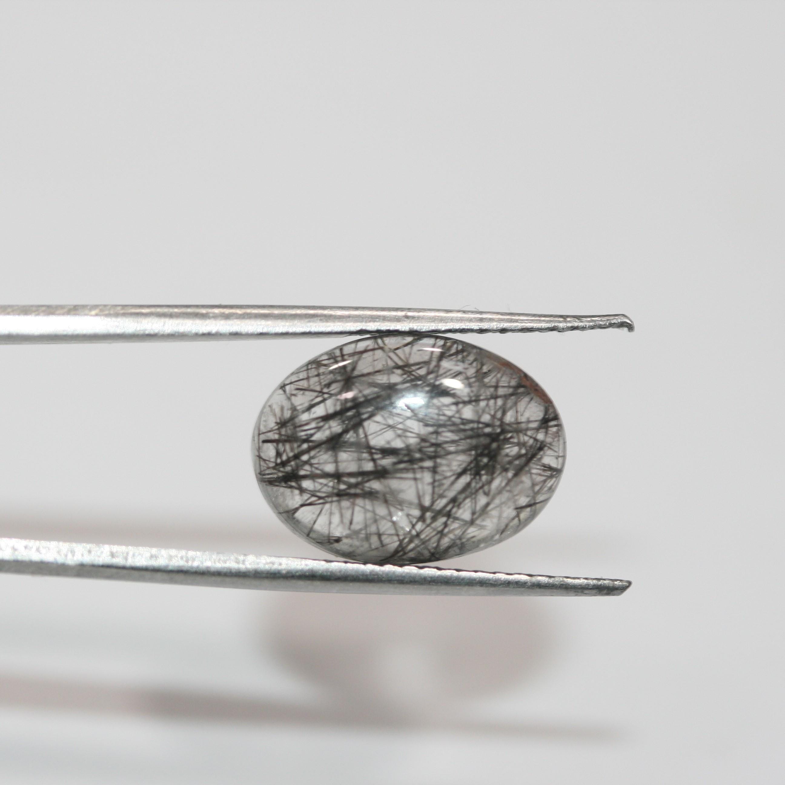 4 cabochons ovales lisses en quartz tourmaliné 16 x 12 mm (4 pièces) - Réf. 1790CB