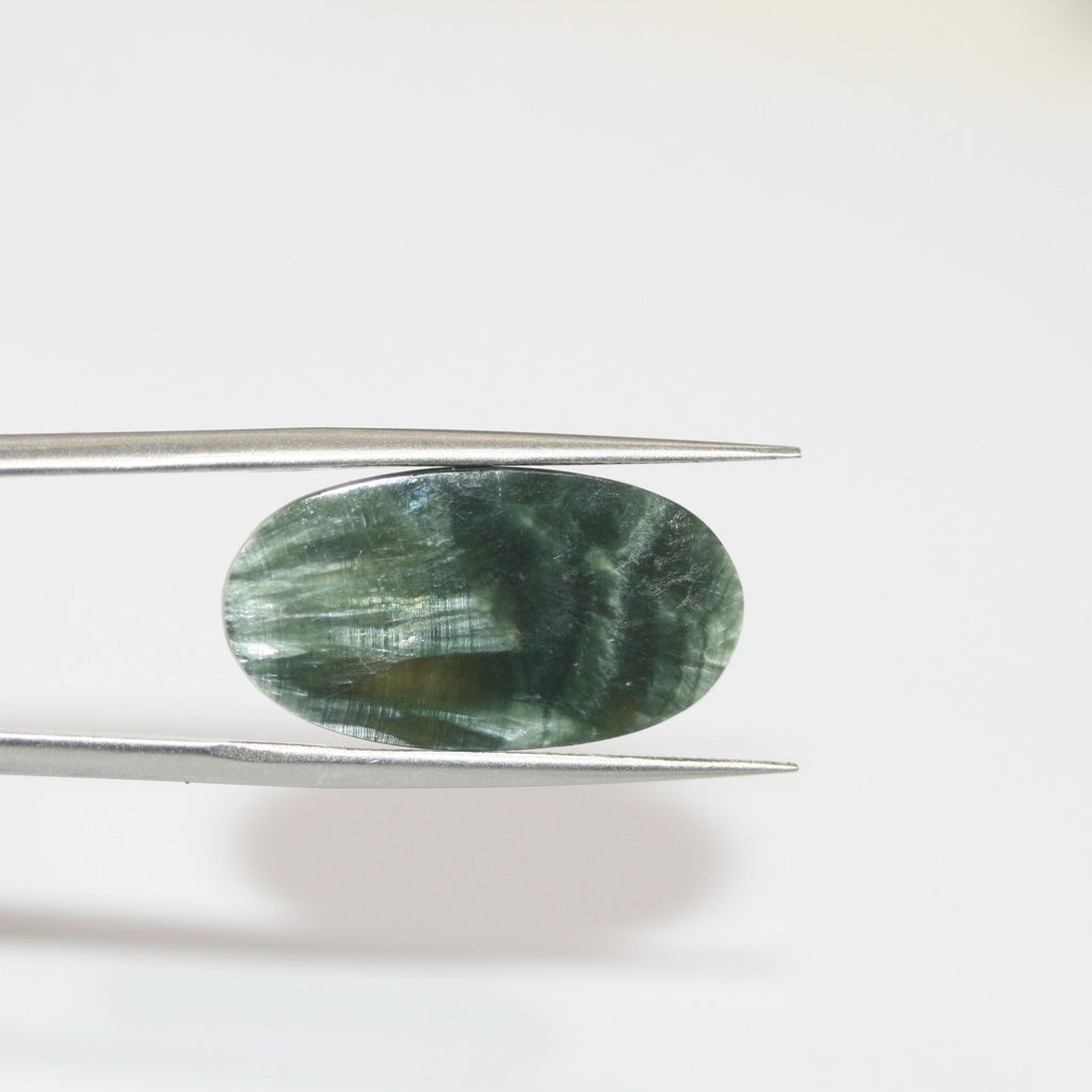 Pair Smooth Oval Seraphinite Flat Cabochon 22.5x12.2mm. (16.40ct.). Natural Gemstone