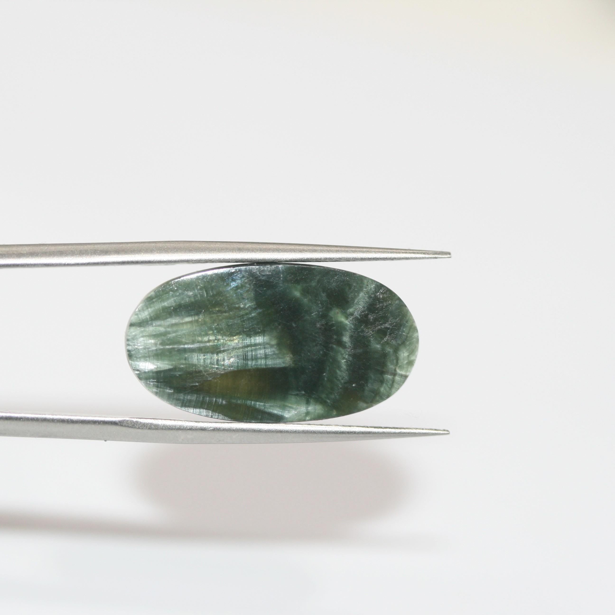 Pair Smooth Oval Seraphinite Flat Cabochon 22.5x12.2mm. (16.40ct.). Natural Gemstone