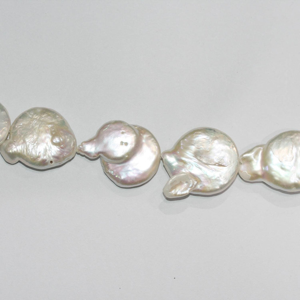Perla de agua dulce irregular de 14" (19-21 mm). Tira de 37 cm. Precios al por mayor.