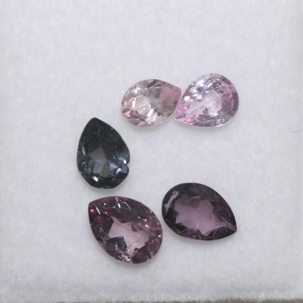 Multicolor Spinel Lot Faceted Drop 6x4.5-5x3.5mm. Approx. (5pcs)  (2.06 ct)-Gemstone Parcels-Loose Stones Wholesale Price-Natural Gems - Hard Gems
