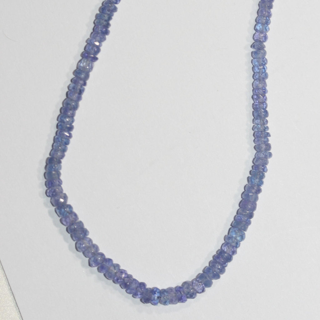 Cuentas redondas facetadas de tanzanita de 40 cm (3,5 x 2 mm) - Hilo de 40 cm