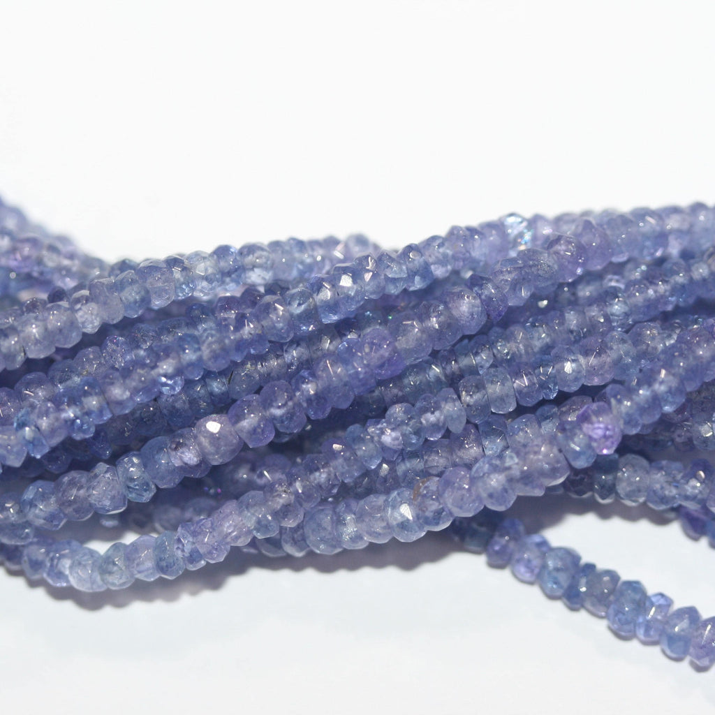 Cuentas redondas facetadas de tanzanita de 40 cm (3,5 x 2 mm) - Hilo de 40 cm