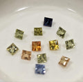 12 Pcs Lot Square Multi Color Sapphire  Lot 2.2-2.4mm- Yellow Orange  Green  Blue  Sapphire   - Genuine - Wholesale