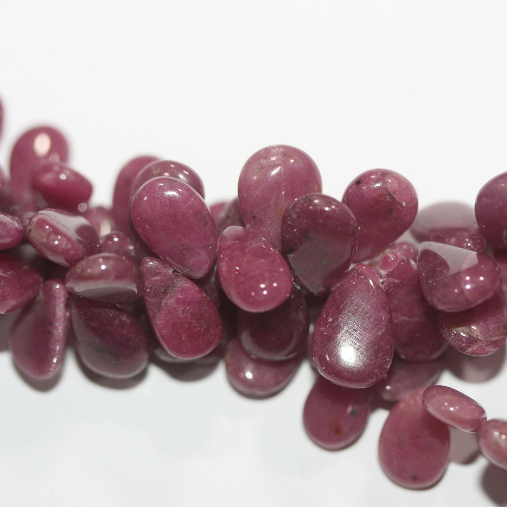 Cuentas lisas de rubí St. de 7", 10 x 7 mm. Aprox. - Hilo de 15 cm.