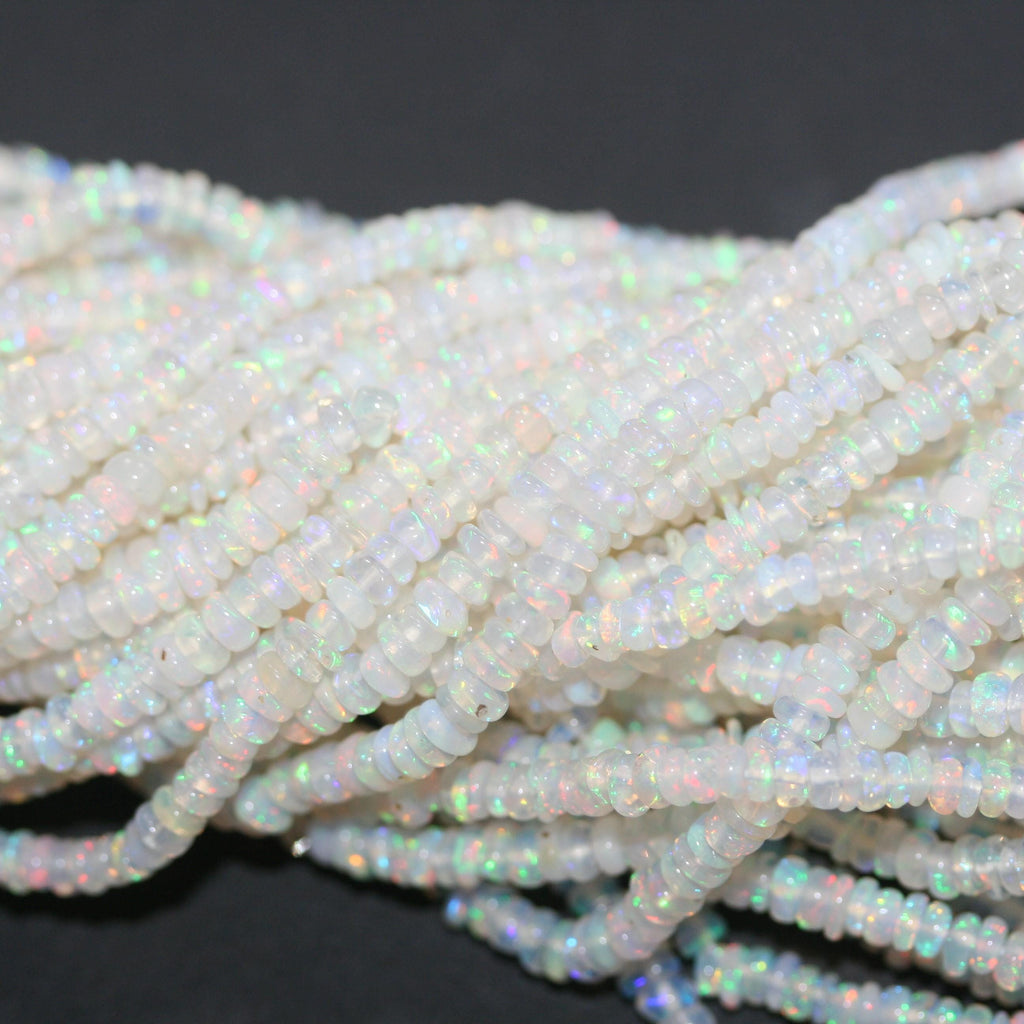 Cuentas redondas lisas de ópalo etíope de San Etiopía, 3,5 x 1,5 mm (aprox.), tira de 40 cm