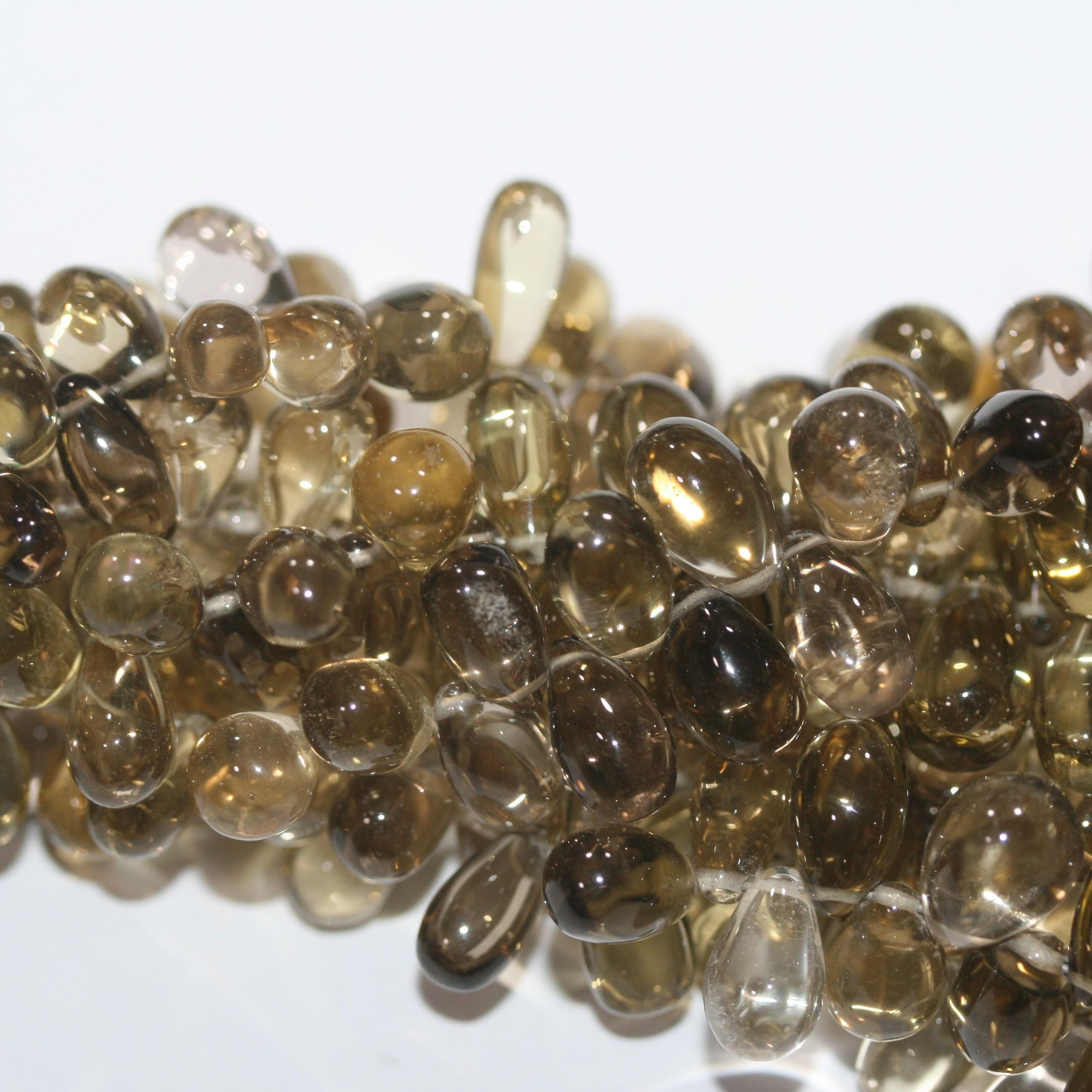 Cuentas de cuarzo bicolor de 16" con degradado, lisas, 18,5 x 10,5-7,5 x 4,5 mm. Longitud aprox. - Hilo de 40 cm. - Ref. 15054