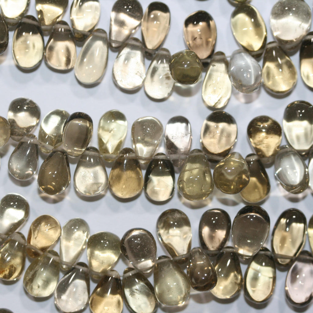 Cuentas de cuarzo bicolor de 16" con degradado, lisas, 18,5 x 10,5-7,5 x 4,5 mm. Longitud aprox. - Hilo de 40 cm. - Ref. 15054