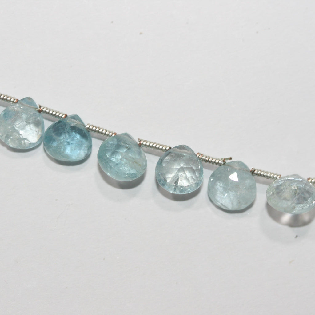 Cuentas de aguamarina facetadas de 8" (6-7 mm). Aprox. - Hilo de 20 cm. - Artículo 14987