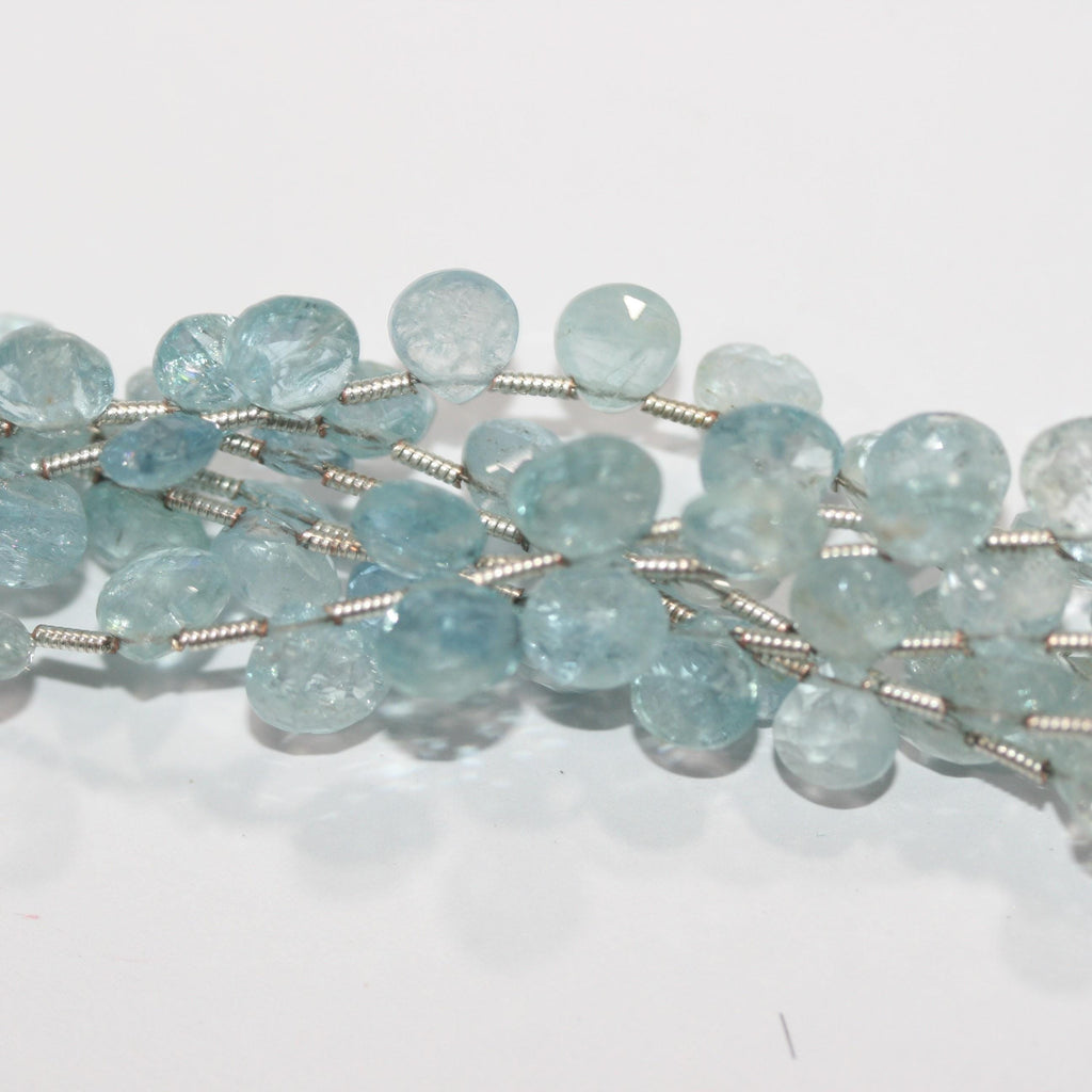 Cuentas de aguamarina facetadas de 8" (6-7 mm). Aprox. - Hilo de 20 cm. - Artículo 14987