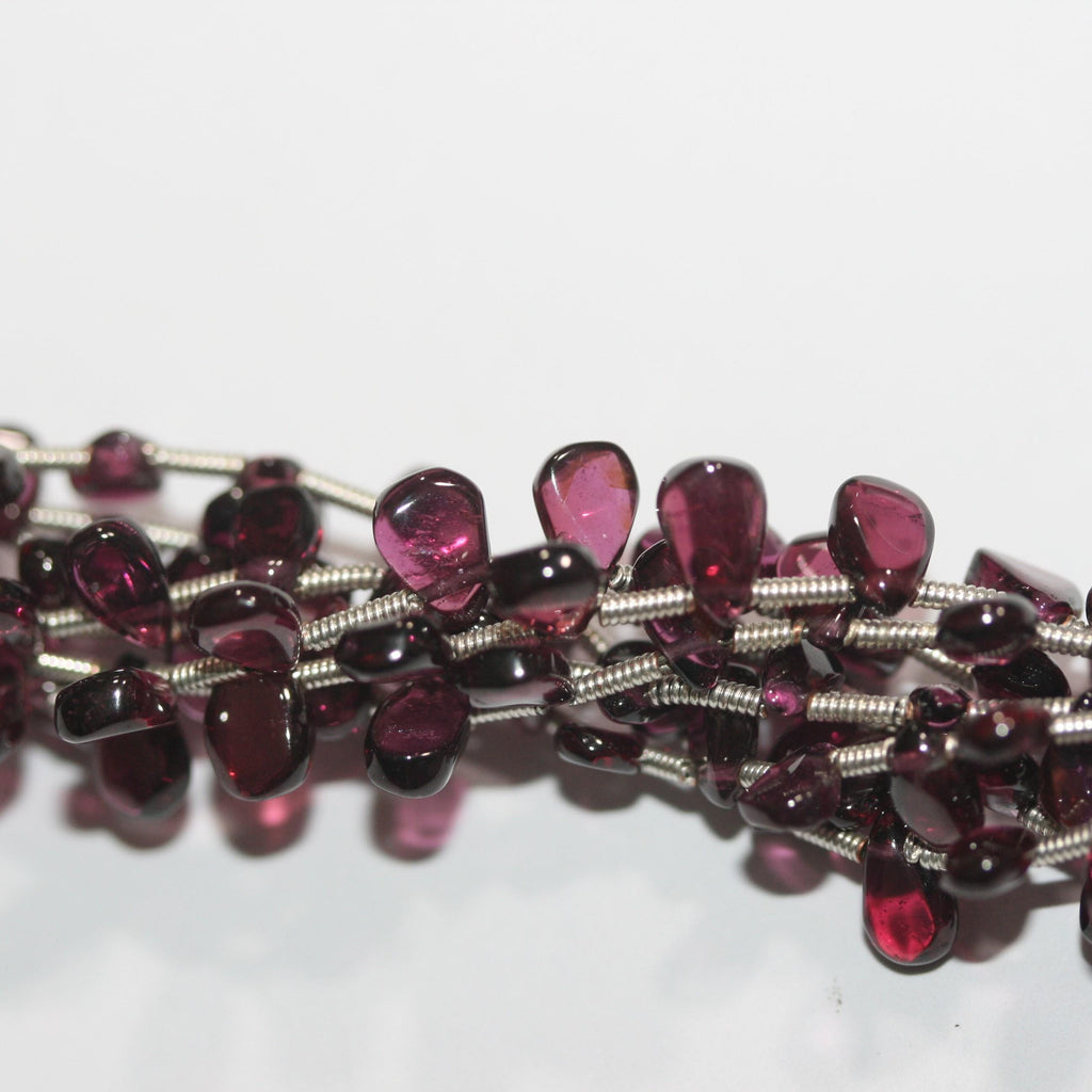 Perles plates lisses en grenat rhodolite St de 20 cm (8 pouces), 7 x 5 mm environ. Longueur du fil : 20 cm environ.