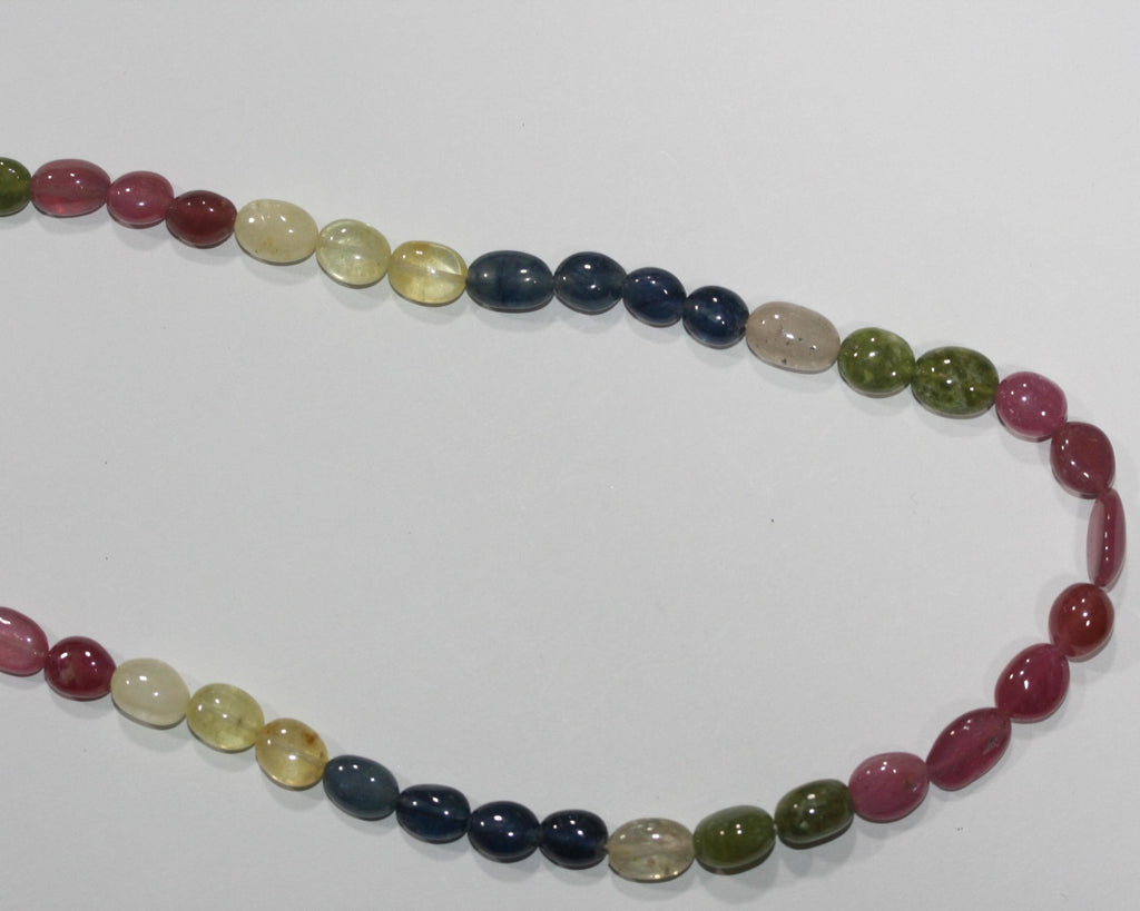 Cuentas ovaladas lisas de zafiro multicapa de 45,7 cm (18"), 8 x 7 mm (aprox. - Hilo de 46 cm)