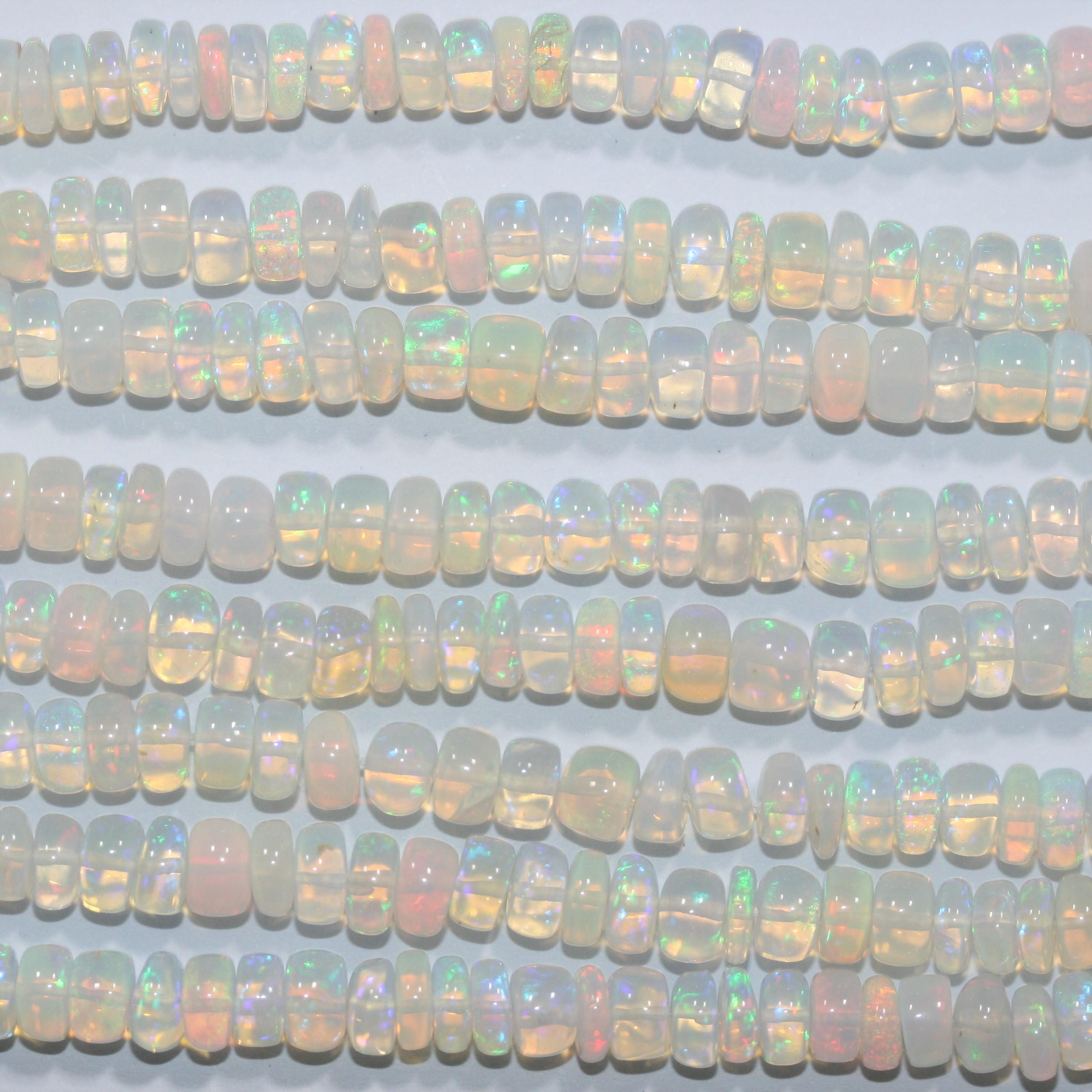 Cuentas redondas lisas de ópalo etíope de San Etiopía de 40 cm, 6 x 3 mm (aprox.). Hilo de 40 cm.