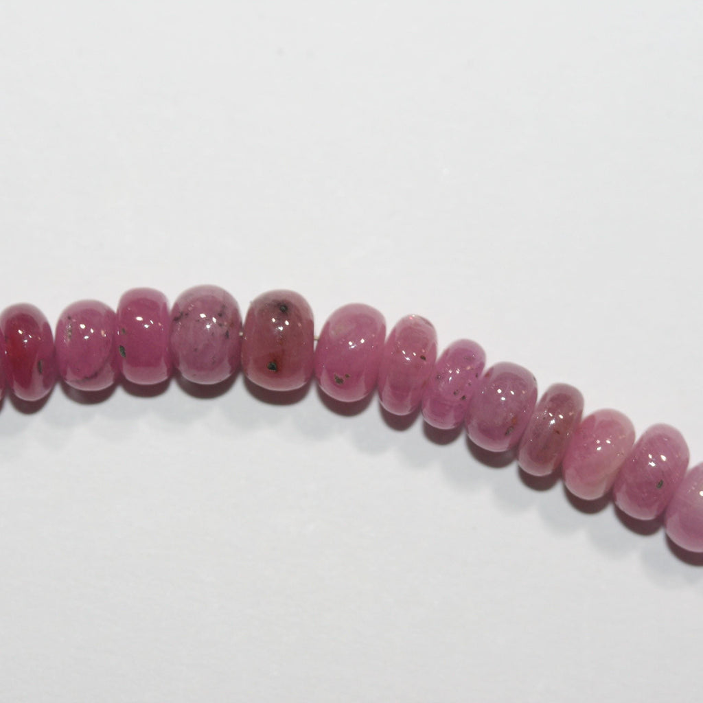 Perles rondelles lisses en saphir rose St 8" 6x4mm.- Brin 20cm.