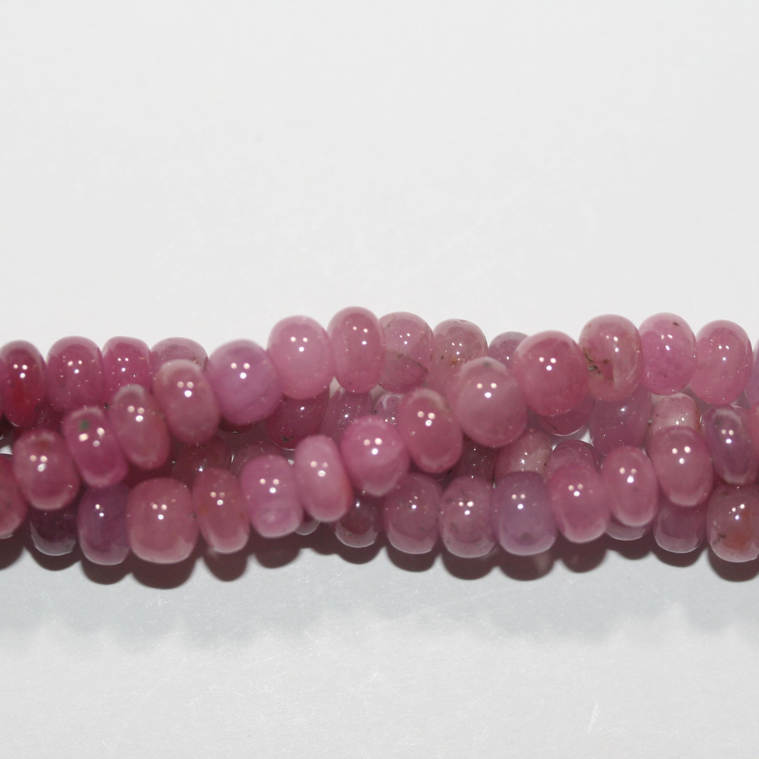 Perles rondelles lisses en saphir rose St 8" 6x4mm.- Brin 20cm.