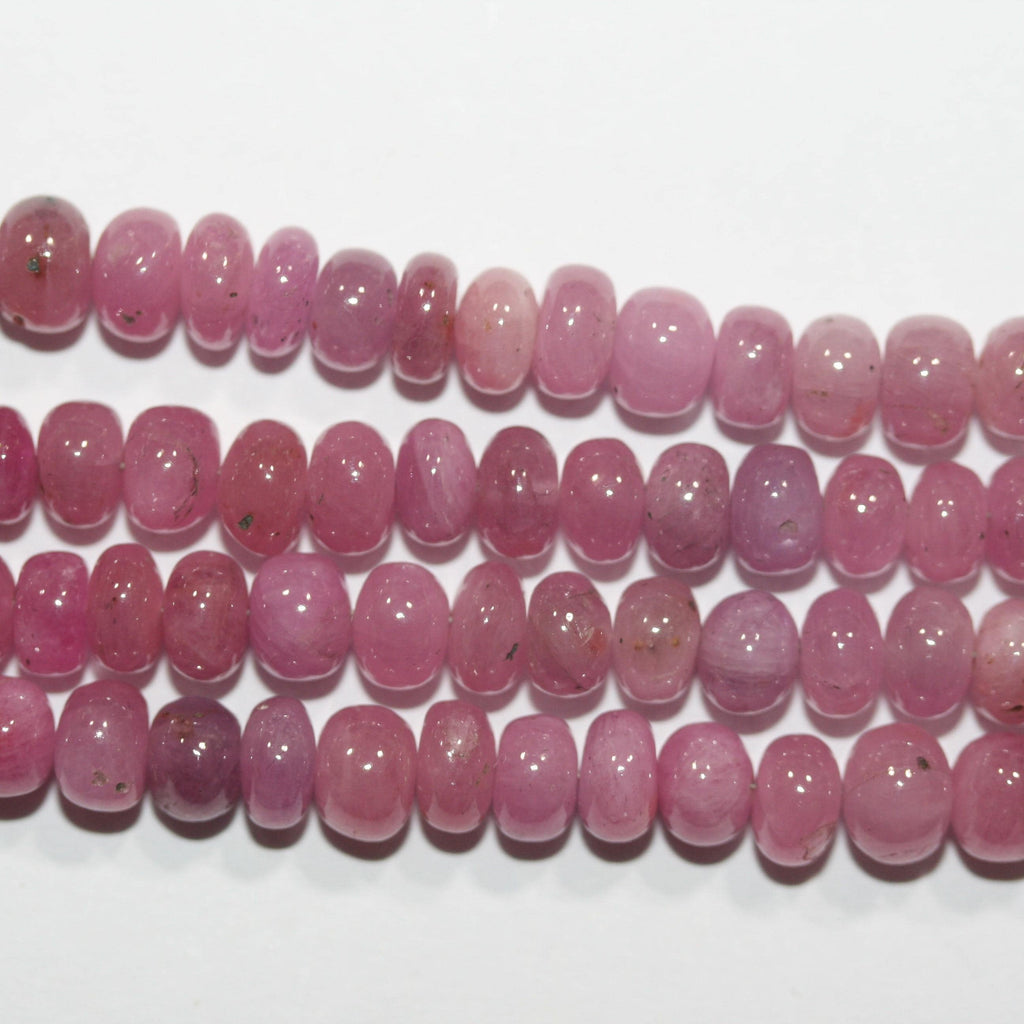Perles rondelles lisses en saphir rose St 8" 6x4mm.- Brin 20cm.