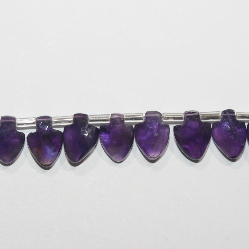 Cuentas de amatista facetadas con punta de lanza de 8" (11 x 8 mm) - Hilo de 20 cm - Ref. 15013