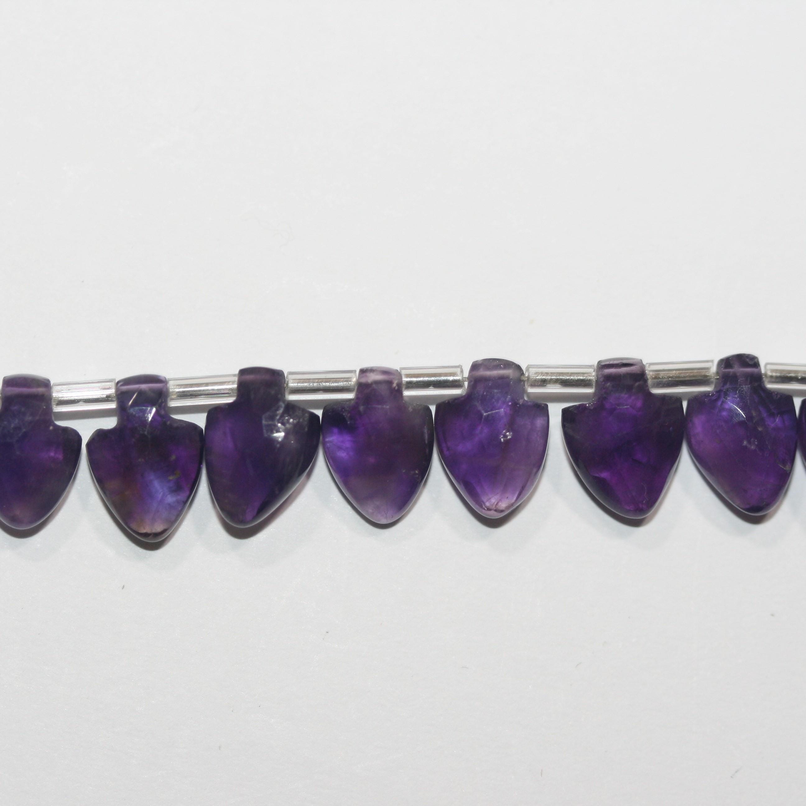 Cuentas de amatista facetadas con punta de lanza de 8" (11 x 8 mm) - Hilo de 20 cm - Ref. 15013