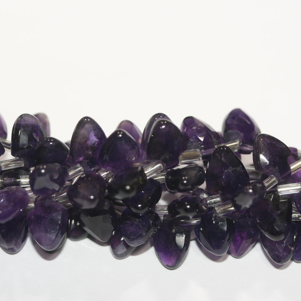 Cuentas de amatista facetadas con punta de lanza de 8" (11 x 8 mm) - Hilo de 20 cm - Ref. 15013