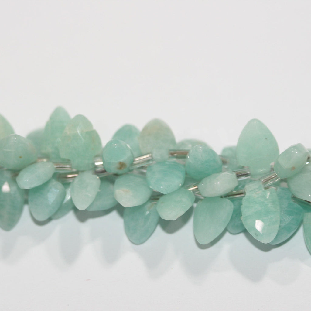 Cuentas de Amazonita Santa con Punta de Lanza Facetada de 8" (11 x 8 mm) - Hilo de 20 cm - Ref. 15015