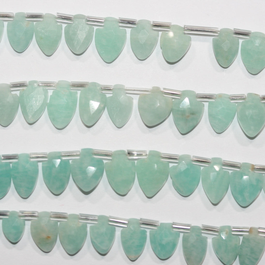 Cuentas de Amazonita Santa con Punta de Lanza Facetada de 8" (11 x 8 mm) - Hilo de 20 cm - Ref. 15015