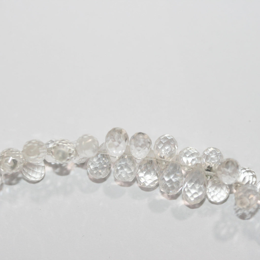 Cuentas de cuarzo cristal de roca facetadas de 8" (7 x 5 mm, aprox.), tira de 20 cm