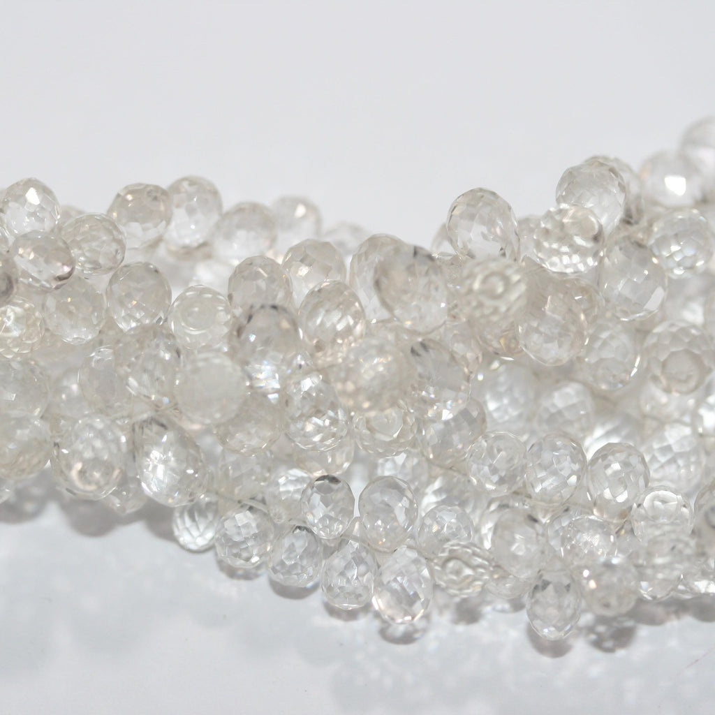 Cuentas de cuarzo cristal de roca facetadas de 8" (7 x 5 mm, aprox.), tira de 20 cm