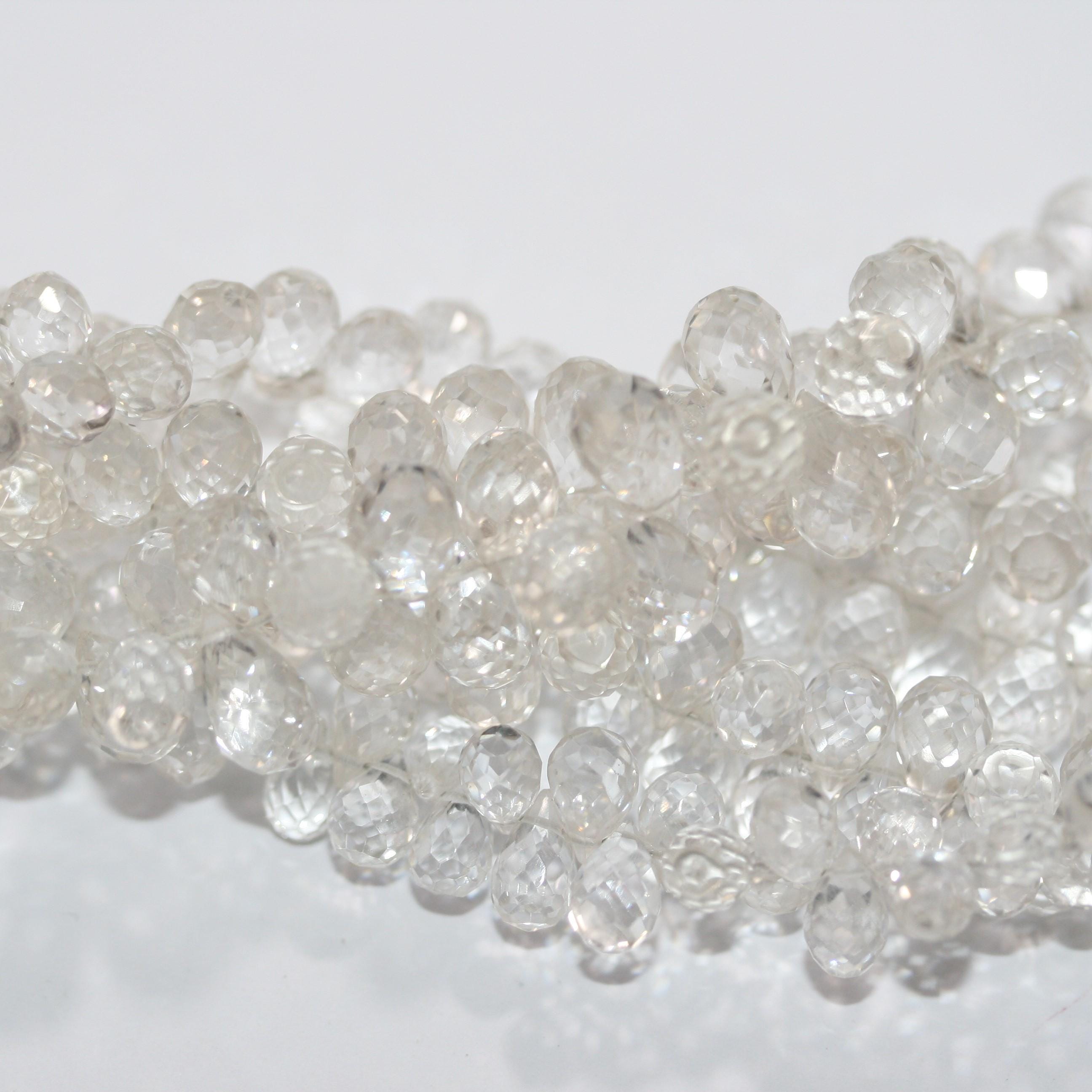 Cuentas de cuarzo cristal de roca facetadas de 8" (7 x 5 mm, aprox.), tira de 20 cm