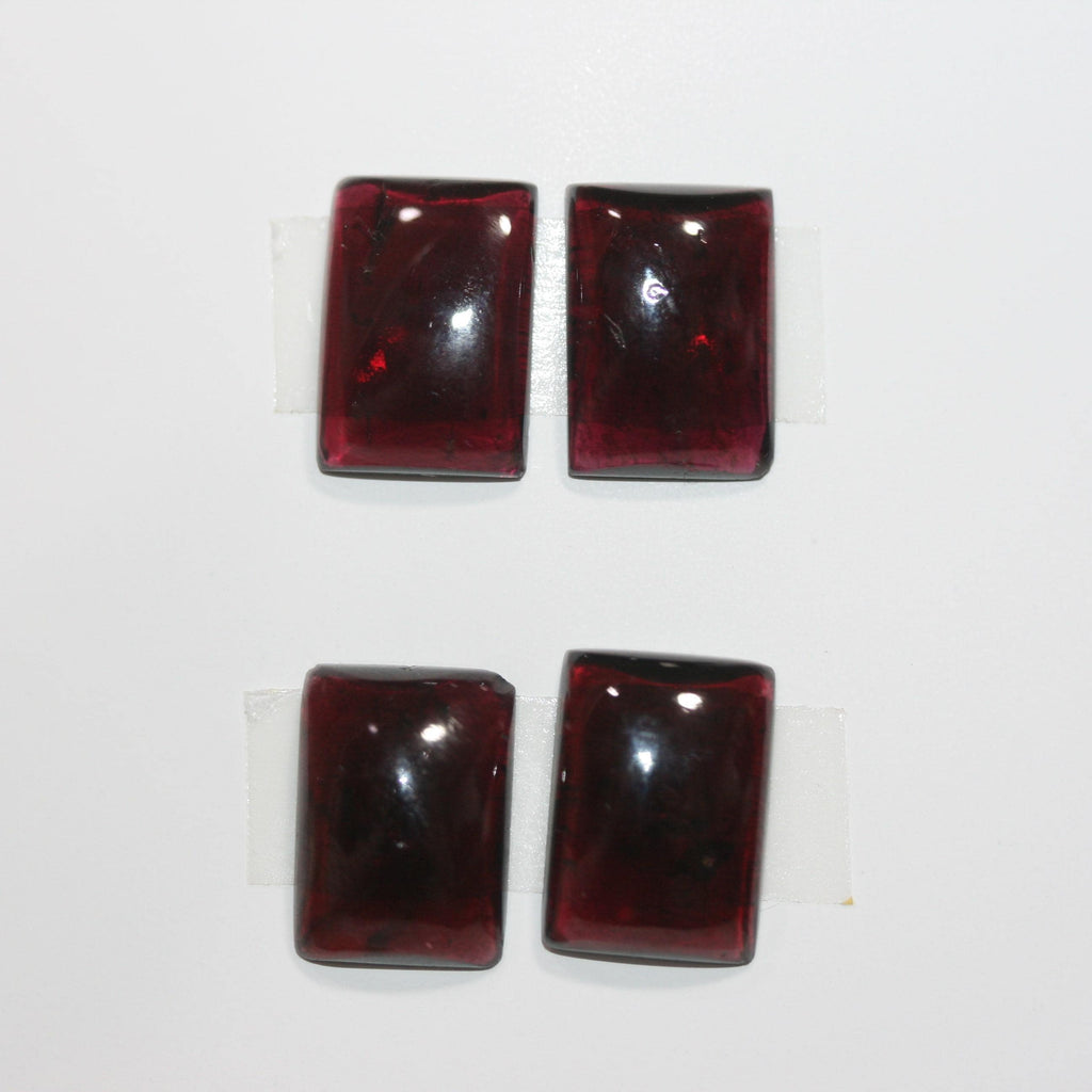 4 Pcs Garnet Rectangle Smooth Cabochon 14x10mm.-(4 pcs.)