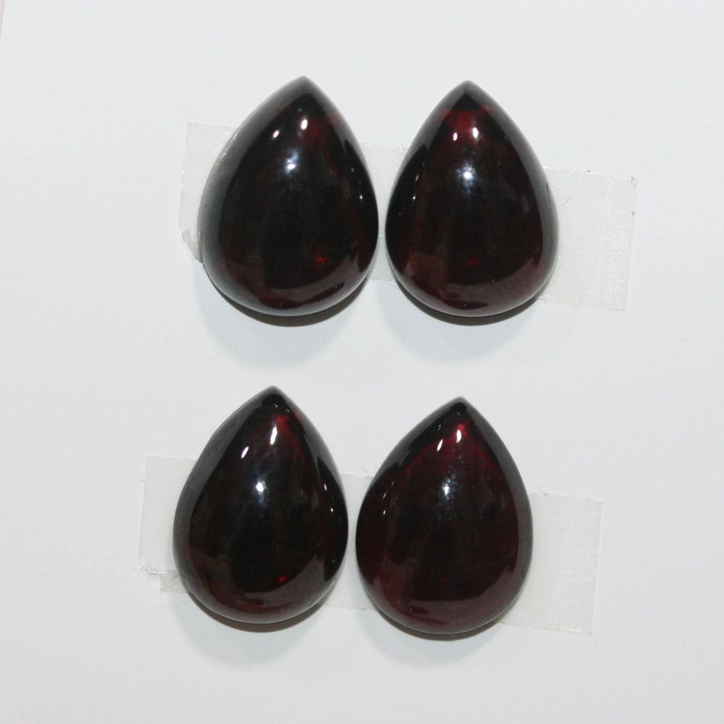 4 Pcs Garnet Drop Smooth Cabochon 16x12mm.-(4 pcs.)