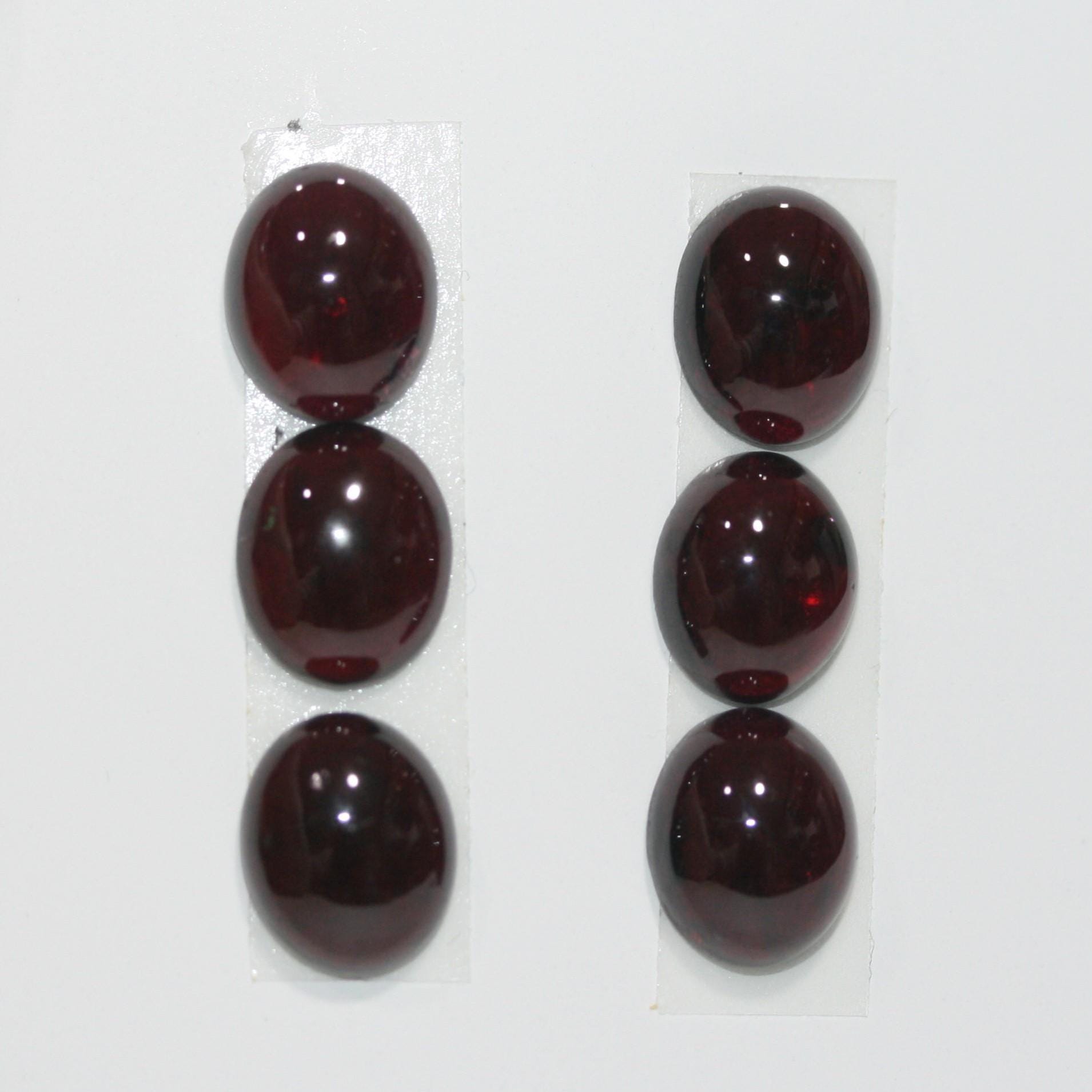 6 cabochons ovales lisses en grenat 11x9mm.-(6 pcs.)