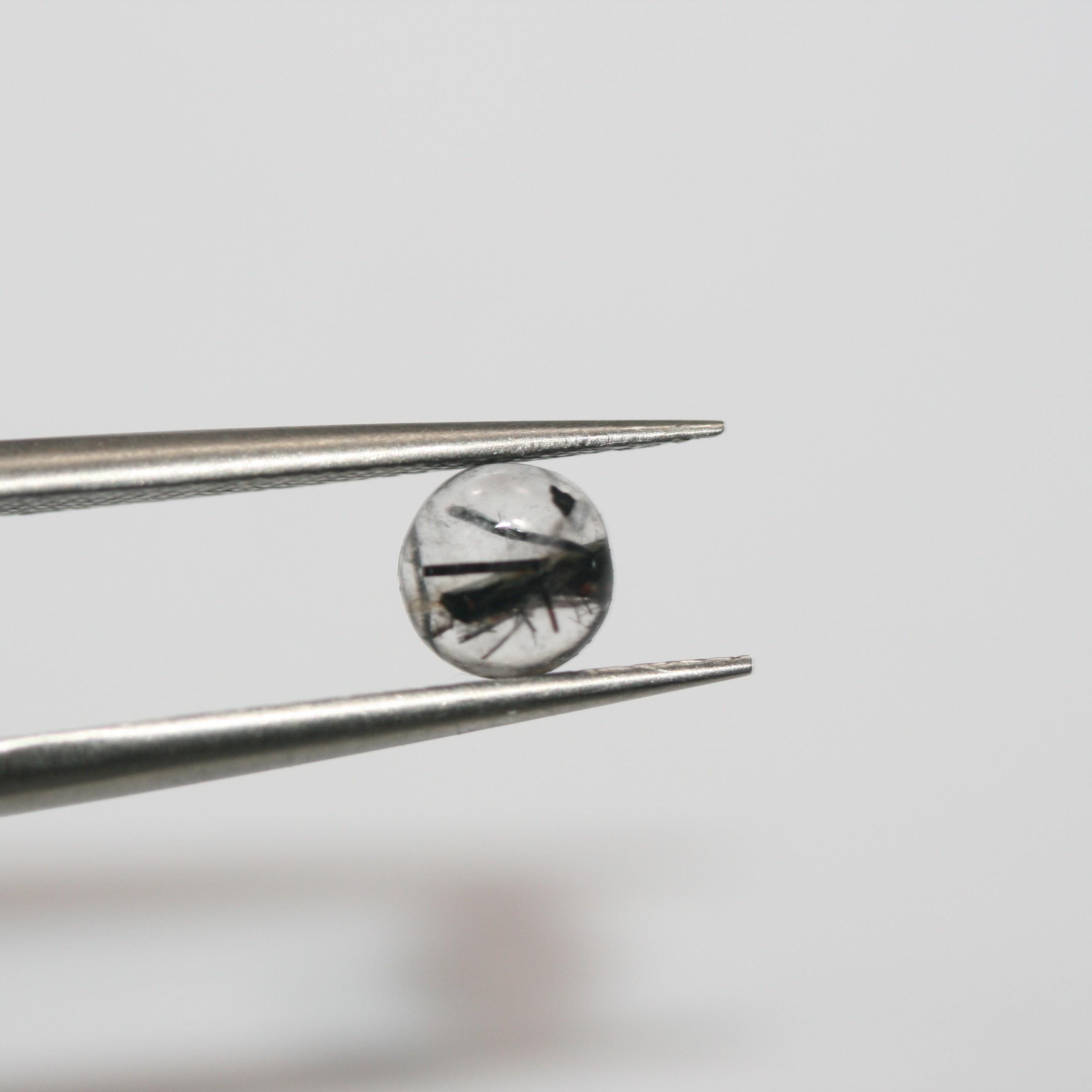 Lot de 15 cabochons ronds et lisses en quartz tourmaliné de 5 mm (15 pièces) - Réf. 1777CB