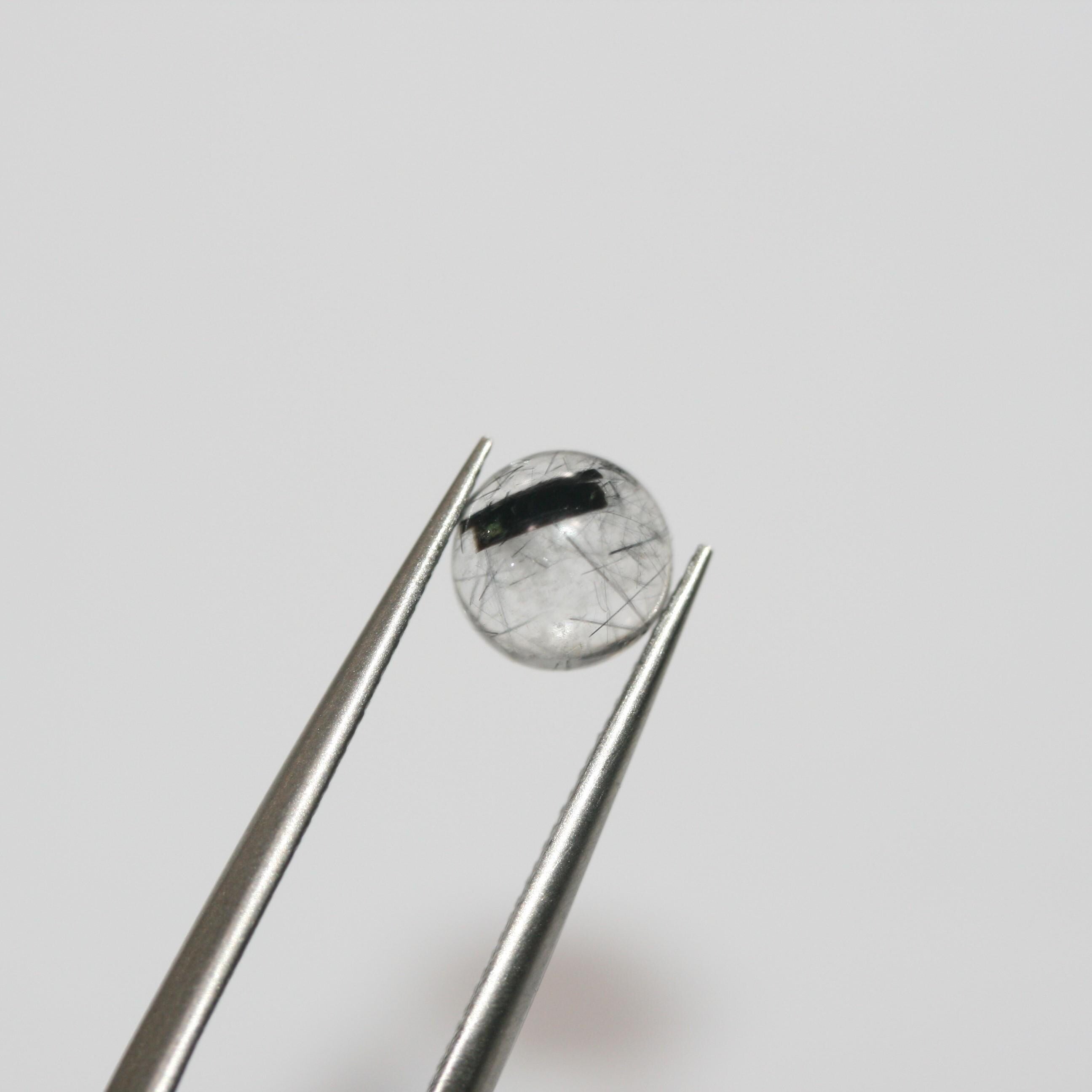 10 Pcs Lot of Turmalinated Quartz Round Smooth Cabochon 6mm (10 Pcs).- Item.1778CB