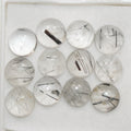 12 Pcs Lot of Turmalinated Quartz Round Smooth Cabochon 8mm (12 Pcs).- Item.1779CB