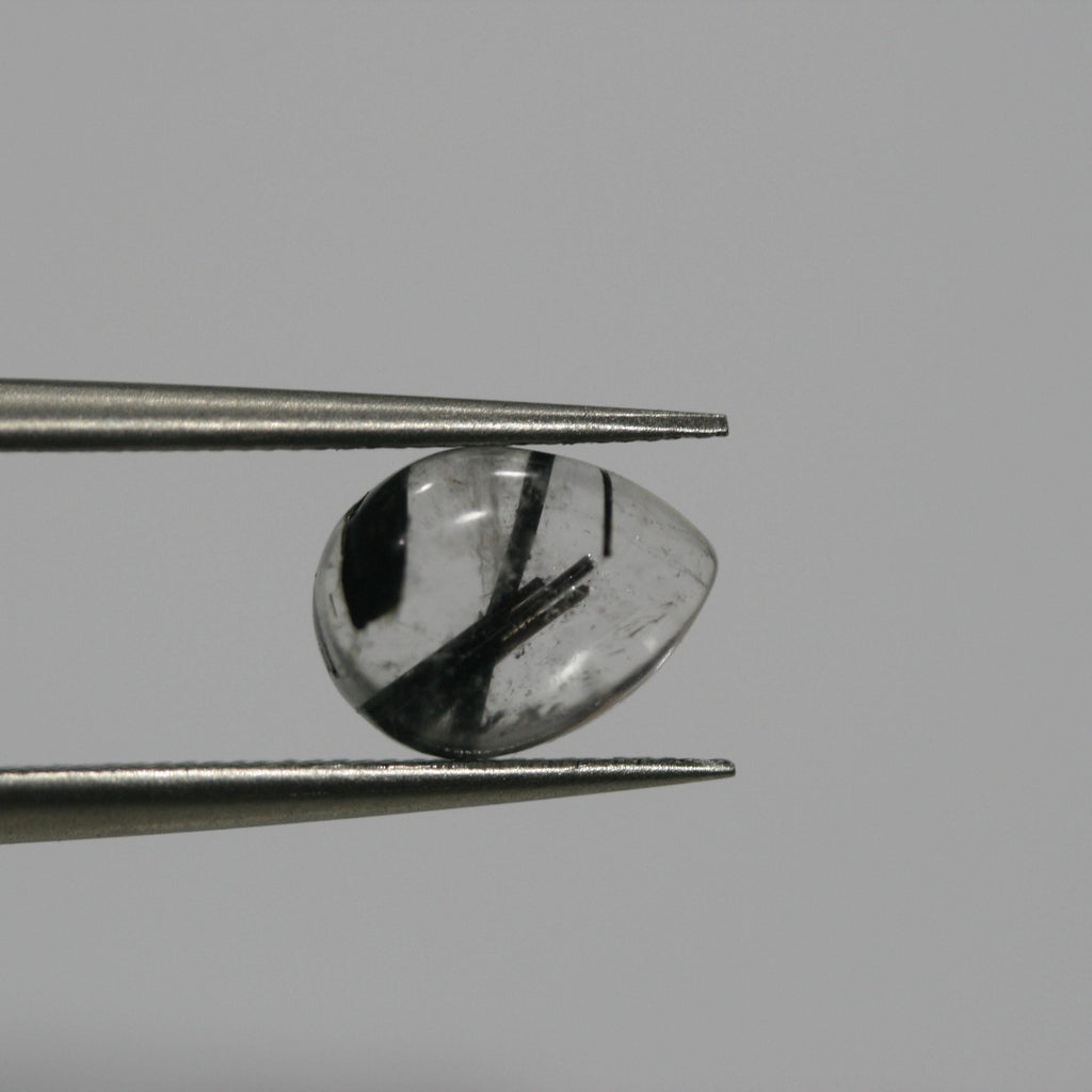 Lote de 8 cabujones lisos de cuarzo turmalinado de 9 x 7 mm (8 unidades). Artículo 1782CB