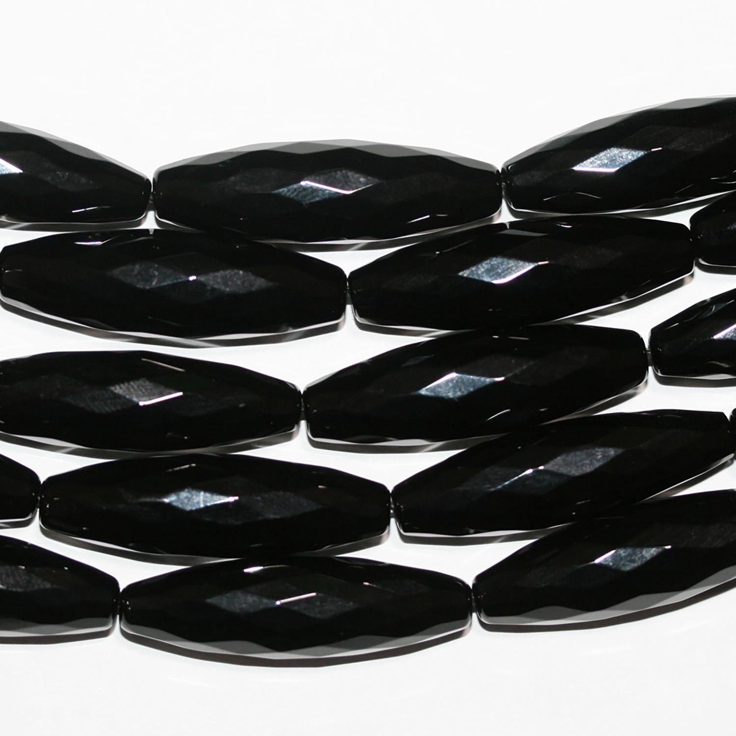 Perles cylindriques à facettes en onyx de 40 x 12 mm (16 pouces) - Fil de 40 cm