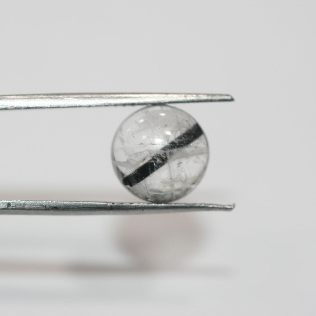 Lot de 8 cabochons ronds et lisses en quartz tourmaliné de 11 mm (8 pièces) - Réf. 1784CB