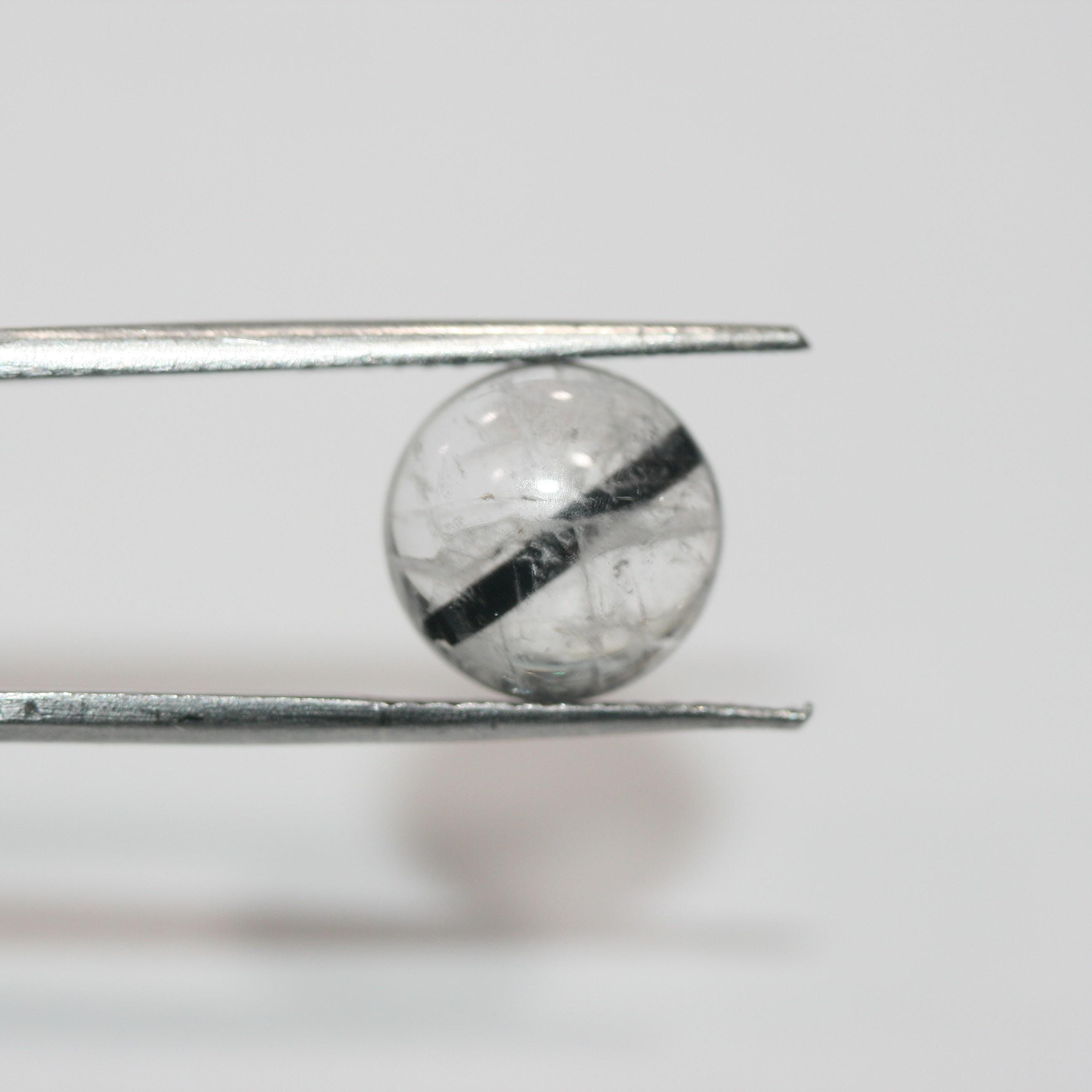 Lot de 8 cabochons ronds et lisses en quartz tourmaliné de 11 mm (8 pièces) - Réf. 1784CB