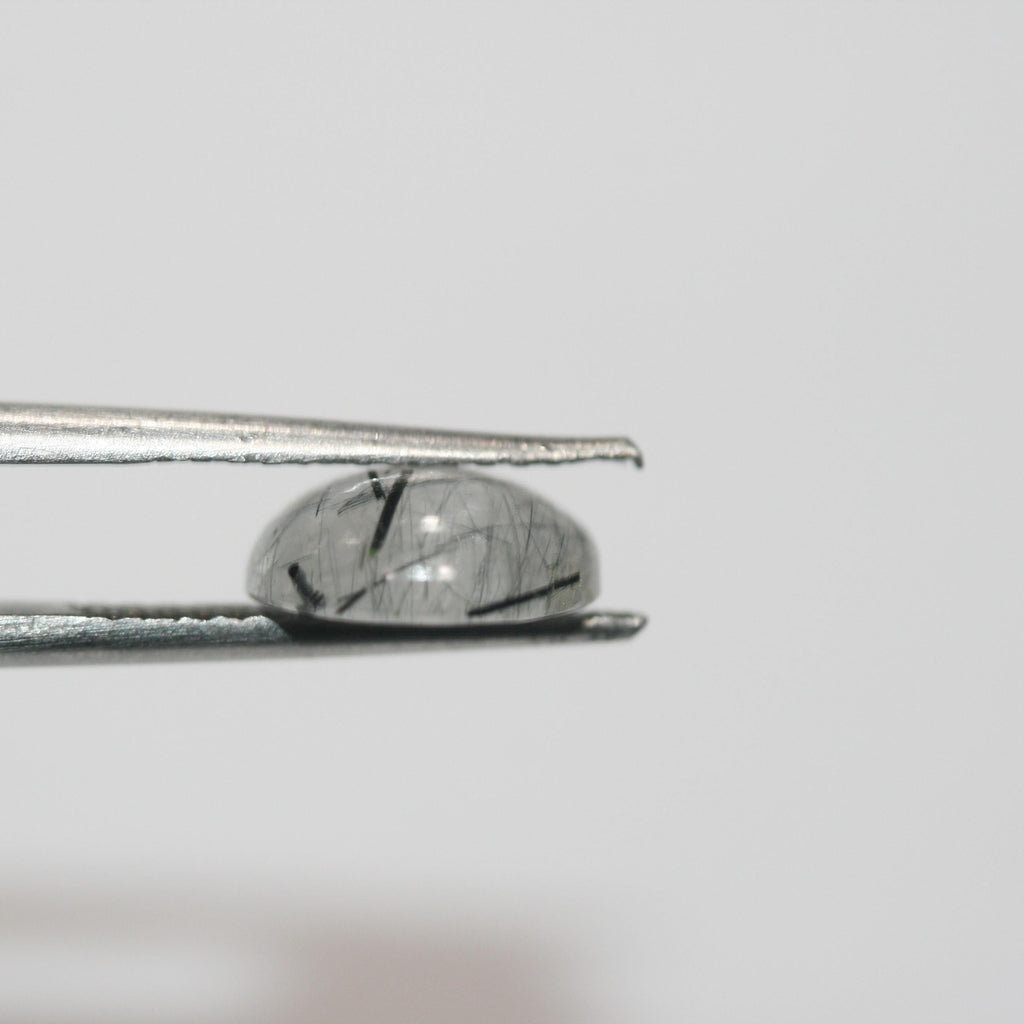 Lot de 8 cabochons ronds et lisses en quartz tourmaliné de 10 mm (8 pièces) - Réf. 1785CB