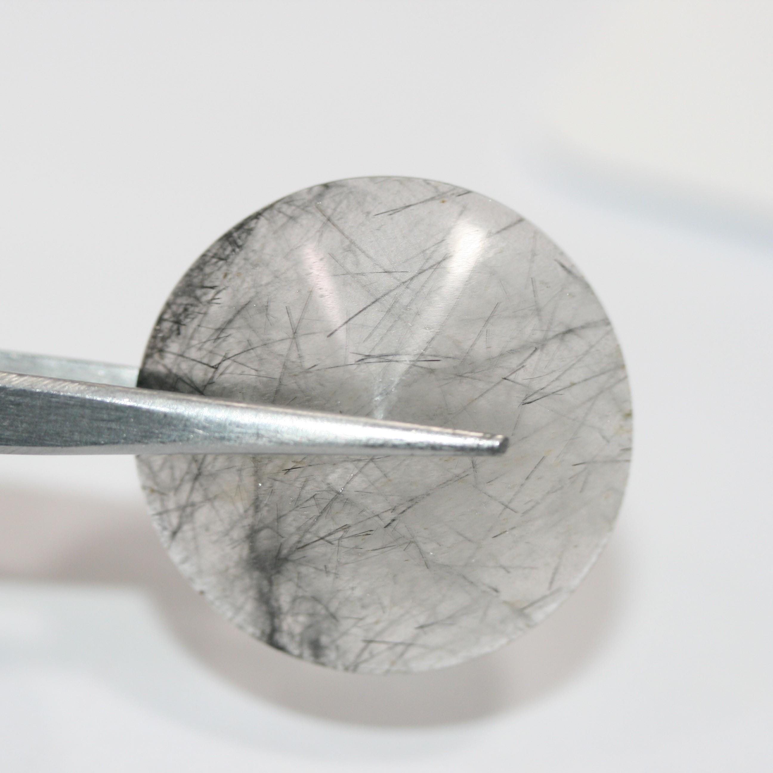 Turmalinated Quartz Round Smooth Cabochon 30mm (1 Pc).- Item.1783CB