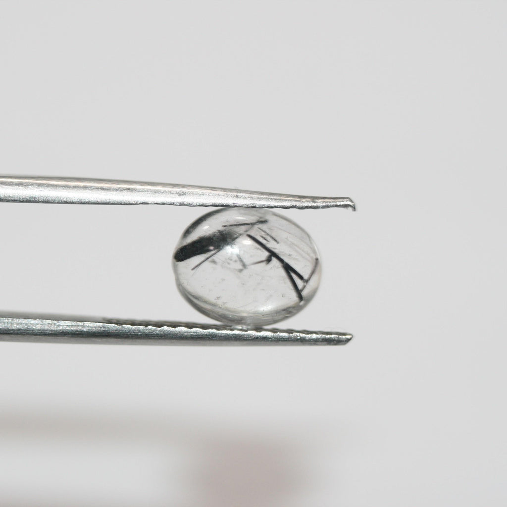 Lot de 8 cabochons ovales lisses en quartz tourmaliné 10 x 8 mm (8 pièces) - Réf. 1787CB