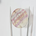 Oval Banded Fluorite Cabochon, Flower Carved, 27x22.8mm. (55.71ct)