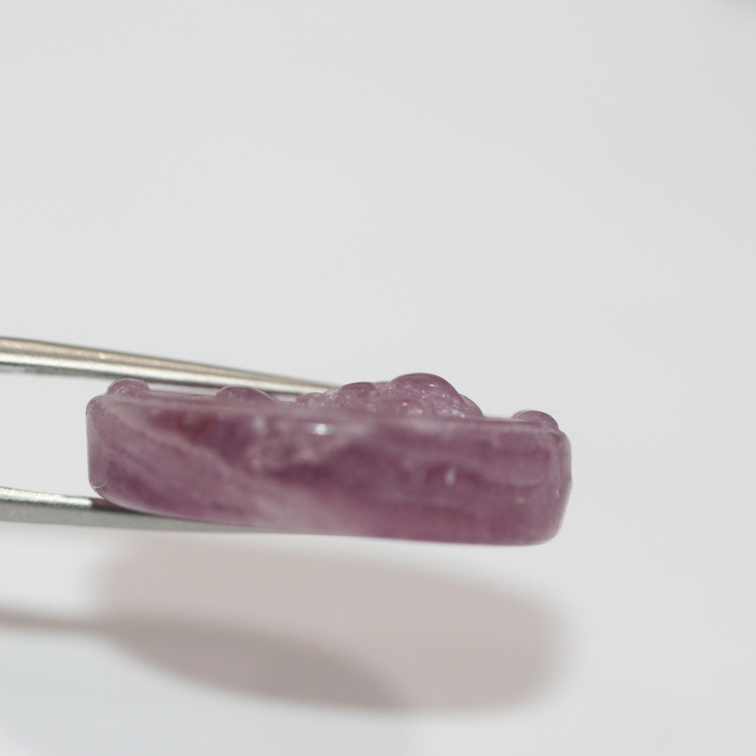 Oval Pink Fluorite Cabochon, Flower Carved, 26.9x21.9mm. (44.88ct)