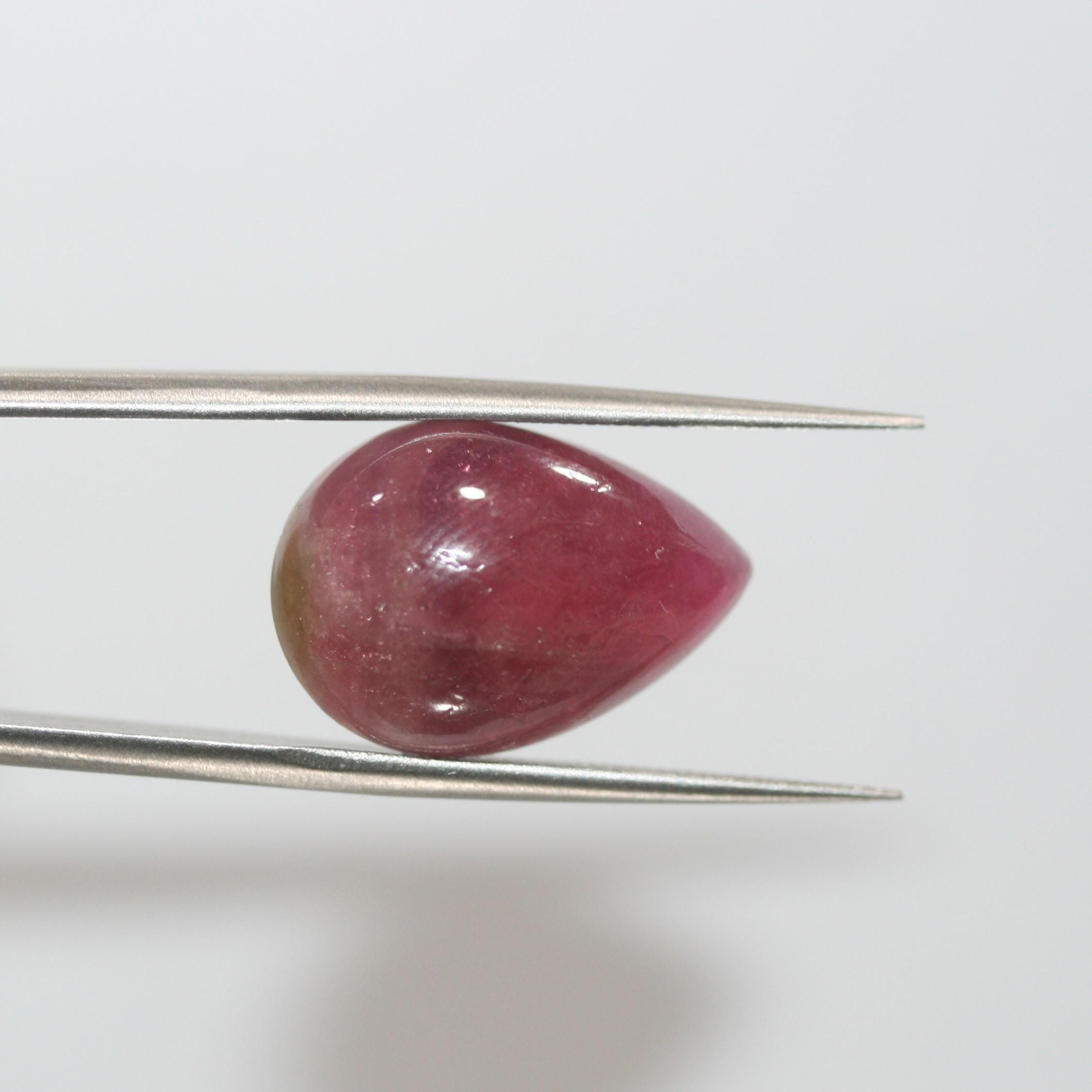 Bicolor Tourmaline Smooth Drop Cabochon 19.7x13.6mm. (16.17ct.) - Hard Gems