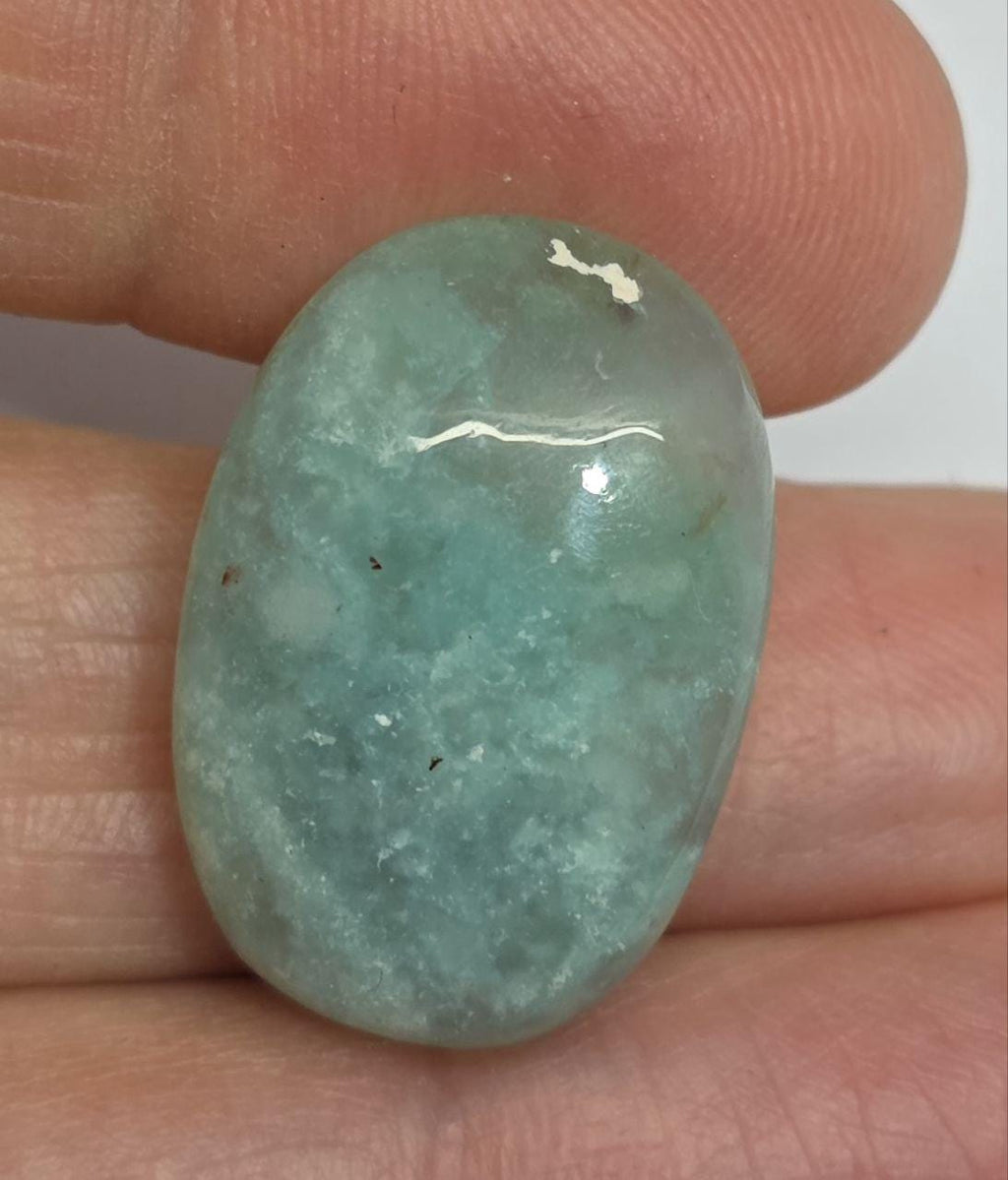 Natural Green Smooth Oval Chalcedony Cabochon 23.8x16.5mm. 22.7ct